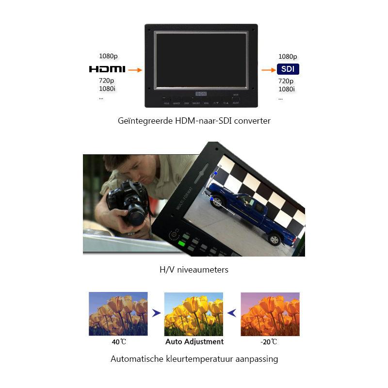 BON FM-051SCH 5 Super Bright Monitor, 800 x 480, 8bit, 900 : 1, LED, 1 x BNC HD/SD-SDI 3G / HDMI OP=OP nu van €898,00 voor