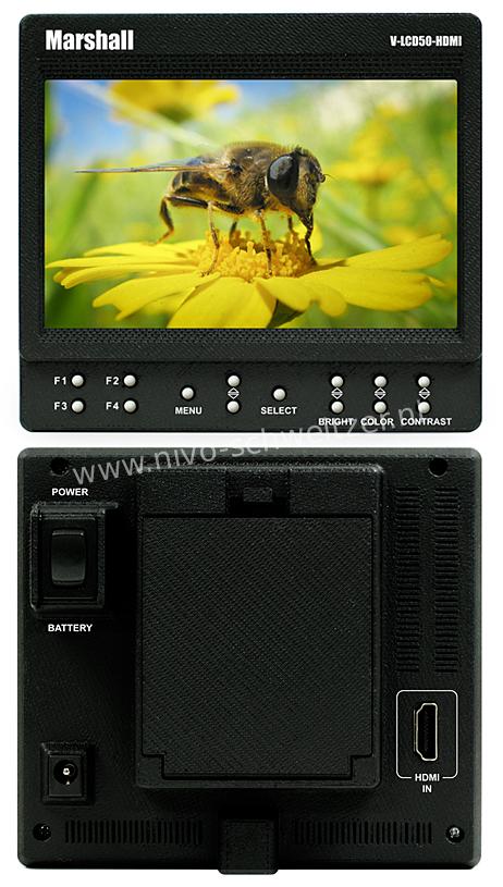 MARSHALL V-LCD50-HDMI 5 Portable Field / Camera-Top LCD Monitor 800 x 480 LCD HDMI, AA batt 4st