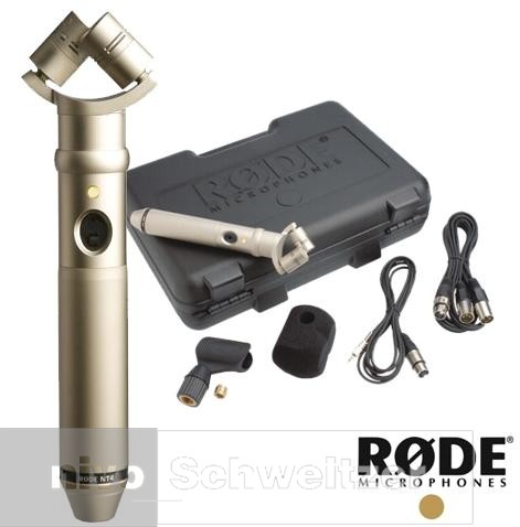 RODE 101412 NT4 - X/Y stereo condenser microphone [incl. RC4 case/WS4 wind shield/5-pin to stereo mini-jack cable/RM3 clip/5-pin to dual XLR cable]