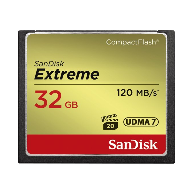 SANDISK Extreme CompactFlash  32GB [speed up to: 120MB/s read - 85MB/s write - UDMA7]