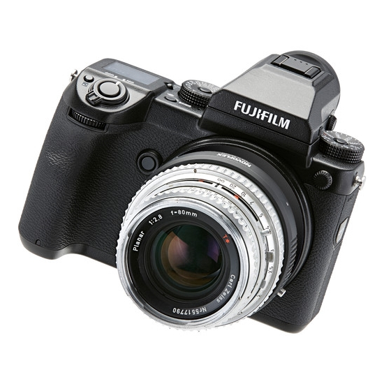 NOVOFLEX FUG/HA adapter [Hasselblad V-bajonet lens op een Fuji GX camera]