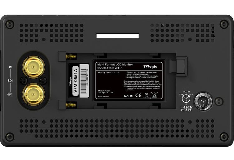 TVLOGIC VFM-055A 5,5 OLED viewfinder, incl. Accesory kit 1980x1080 /SDI & HDMI In & Outputs /Waveform, Vectorscope & Audio Meter en LUTs van ARRI, Canon, RED, Sony zoals S-Log, C-Log of Gamma3. 